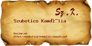 Szubotics Kamélia névjegykártya